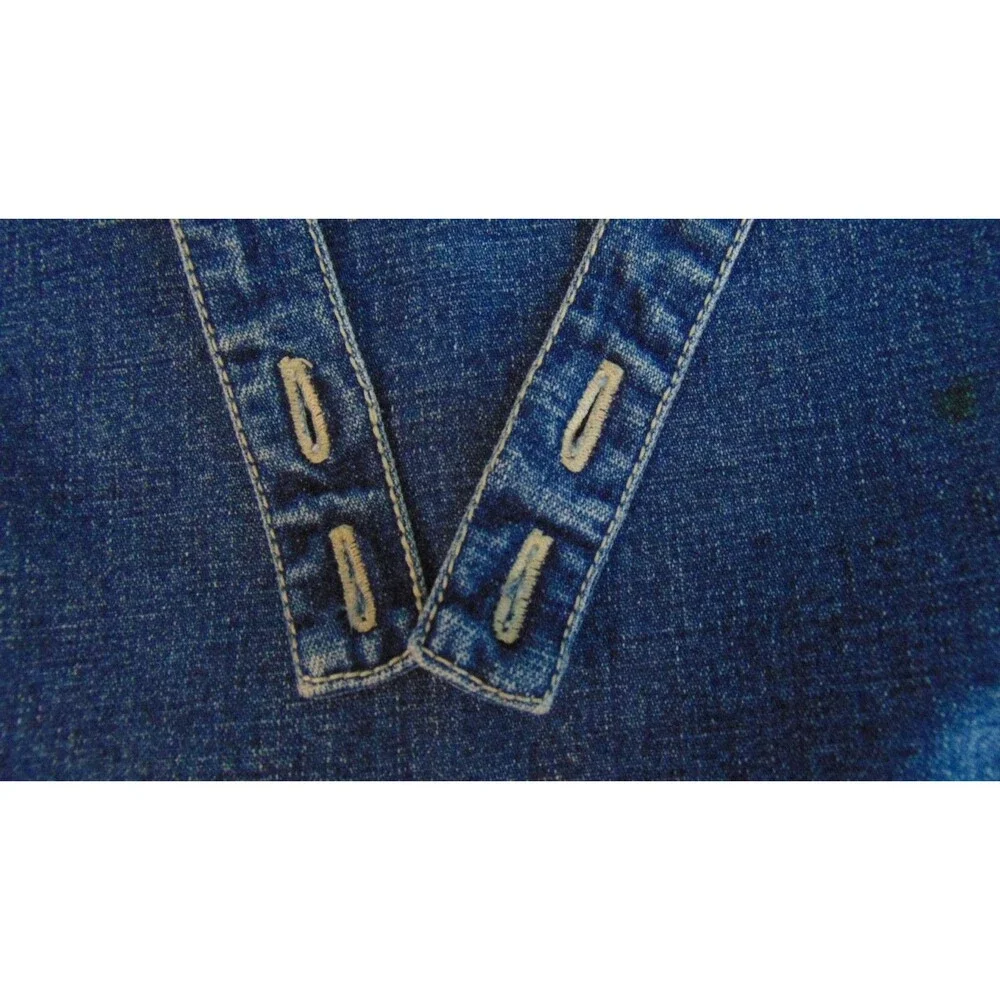 Vintage Gymboree Girl Dress Jumper Size 7 Blue Denim Embroidered 2000 Sleeveless